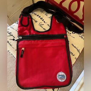 Pine Creek Red Crossbody Bag Lots of Pockets and Storage EUC